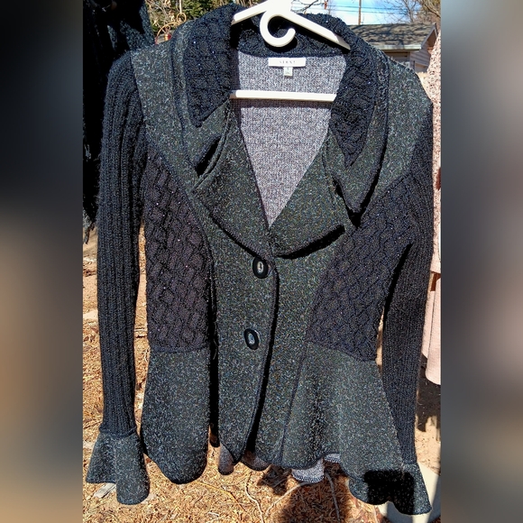 Sioni Roma Beatiful Cardigan Sweater Different Materials Sparkly Size S - Picture 3 of 5